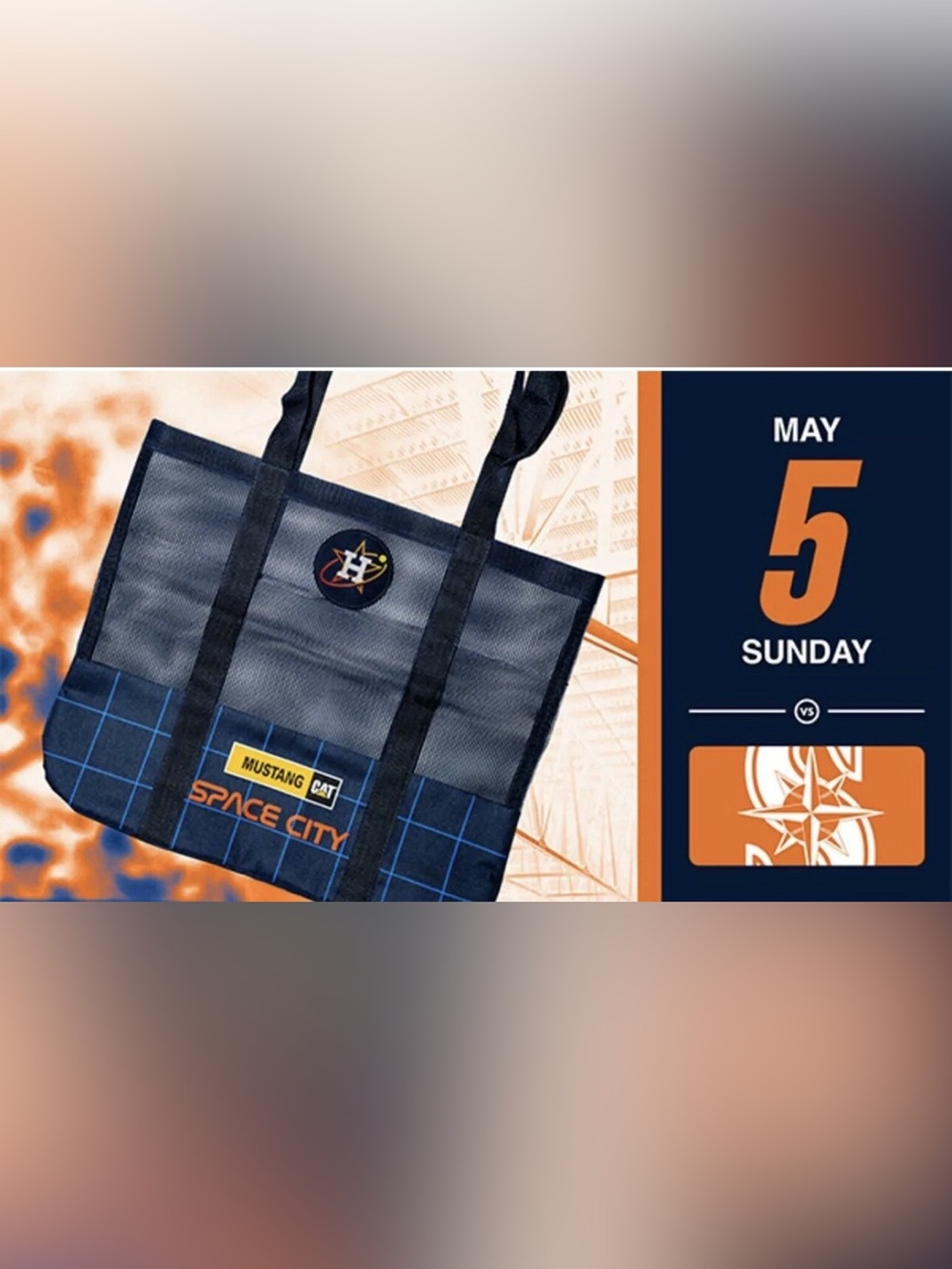 Houston Astros Navy Blue Mesh Tote Bag with Space City Graphics